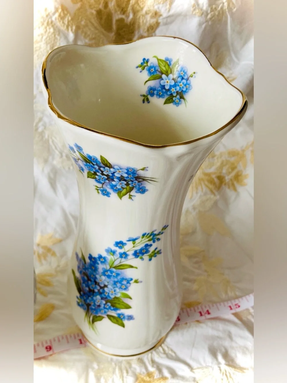 Sheltonian Vintage English Finest Porcelain, Adorned w/Tiny Blue Forget-Me-Knots